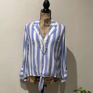 Blue and white striped top